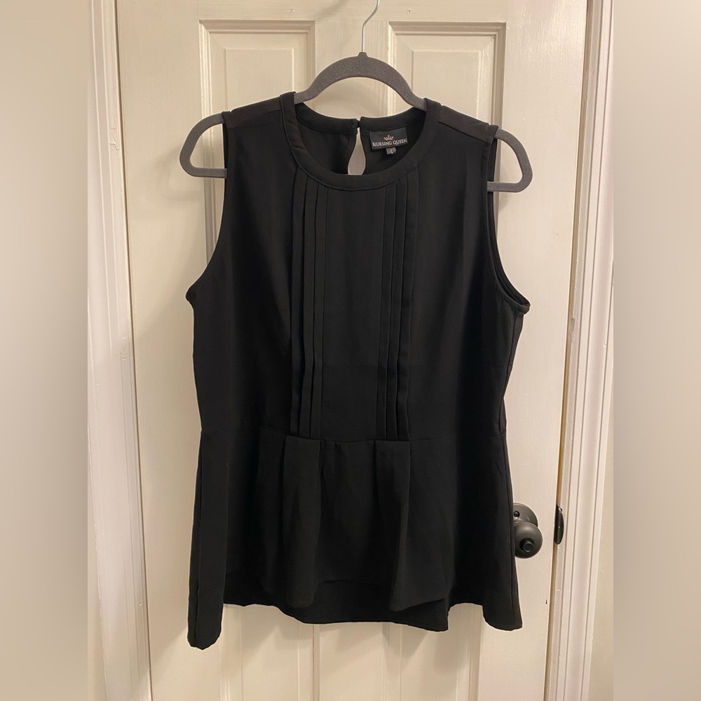 Nursing Queen Black Sleeveless Blouse